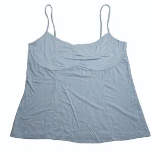 Jenni Style Not Size Corset Detail Ribbed Camisole Top Weathervane Blue XXL New